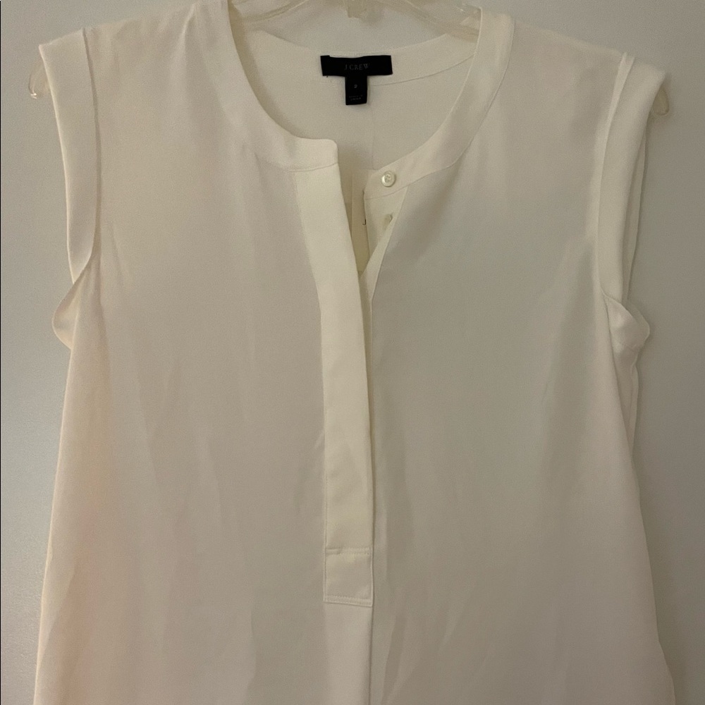 J. Crew short sleeve White blouse, size 2; NWT